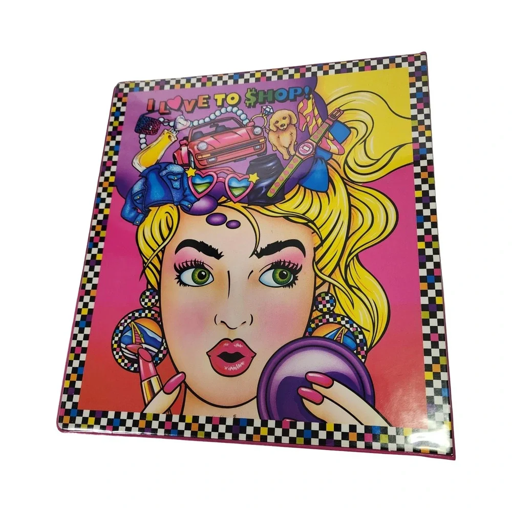 Vintage Lisa Frank I Love To Shop 1.5 Inch‎ 3 Ring Binder Stuart Hall 90s Y2K